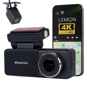 Kamera samochodowa 4K z GPS, WiFi, aplikacją, tylną kamerą, czujnikiem wstrząsów i trybem parkingowym Lemon Vision F80