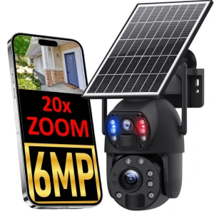 Kamera solarna 20x ZOOM zewnętrzna z dwoma obiektywami na kartę SIM 4g Lte obrotowa do monitoringu Lemon Vega