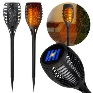 Lampa solarna latarnia ogrodowa gruntowa płomień LED