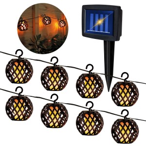 Girlanda solarna z ciepłym światłem 10x kule wiszące lampki z panelem solarnym