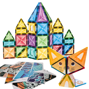 Klocki magnetyczne duże konstrukcyjne z naklejkami kotek paw motyl Lemon X5303