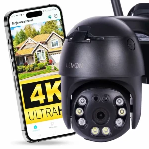 Kamera obrotowa wifi 4K 8mpx do monitoringu domu z alarmem QW80B czarna