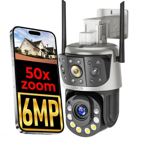 Kamera zewnętrzna WiFi z dwoma obiektywami oraz 50x zoomem hybrydowym Lemon Argos.webp