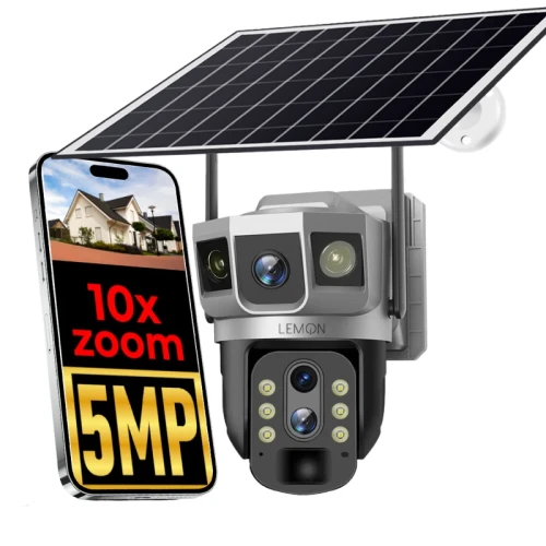 Kamera solarna WiFi z 3 obiektywami i 10x zoom hybrydowy 5MP Lemon Polaris.webp