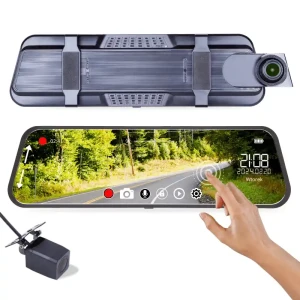 Kamera samochodowa wideorejestrator z czujnikiem ruchu w lusterku 10" z kamerą cofania przód tył H19