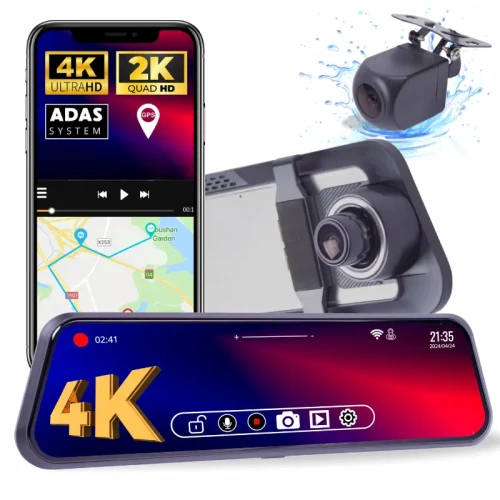 Kamera samochodowa 4K z kamerą cofania 2K ADAS, WiFi z aplikacją, GPS wideorejestrator Lemon H15.webp