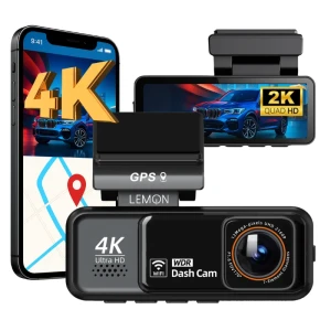 Wideorejestrator samochodowy 4K+2K z GPS, WiFi, ADAS, kamerą cofania, G-sensor Lemon Vision F100