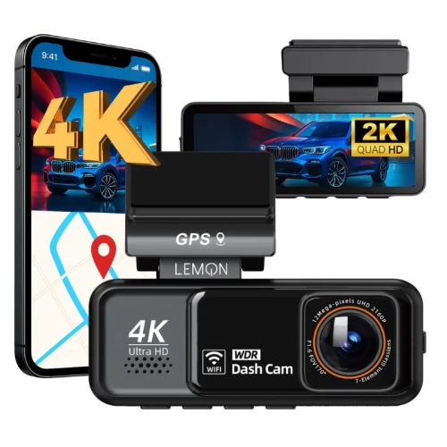 Kamera samochodowa z kamerą cofania GPS WiFi ADAS tryb parkingowy Lemon Vision F100 (1).webp