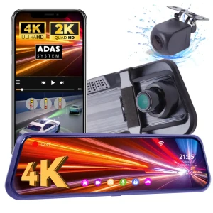 Kamera samochodowa 4K + 2K wideorejestrator w lusterku ADAS wifi z kamerą cofania przód tył H30