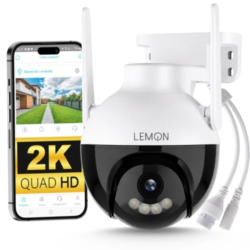 Kamera zewnętrzna WiFi obrotowa ze śledzeniem i czujnikiem ruchu Lemon Silva.webp