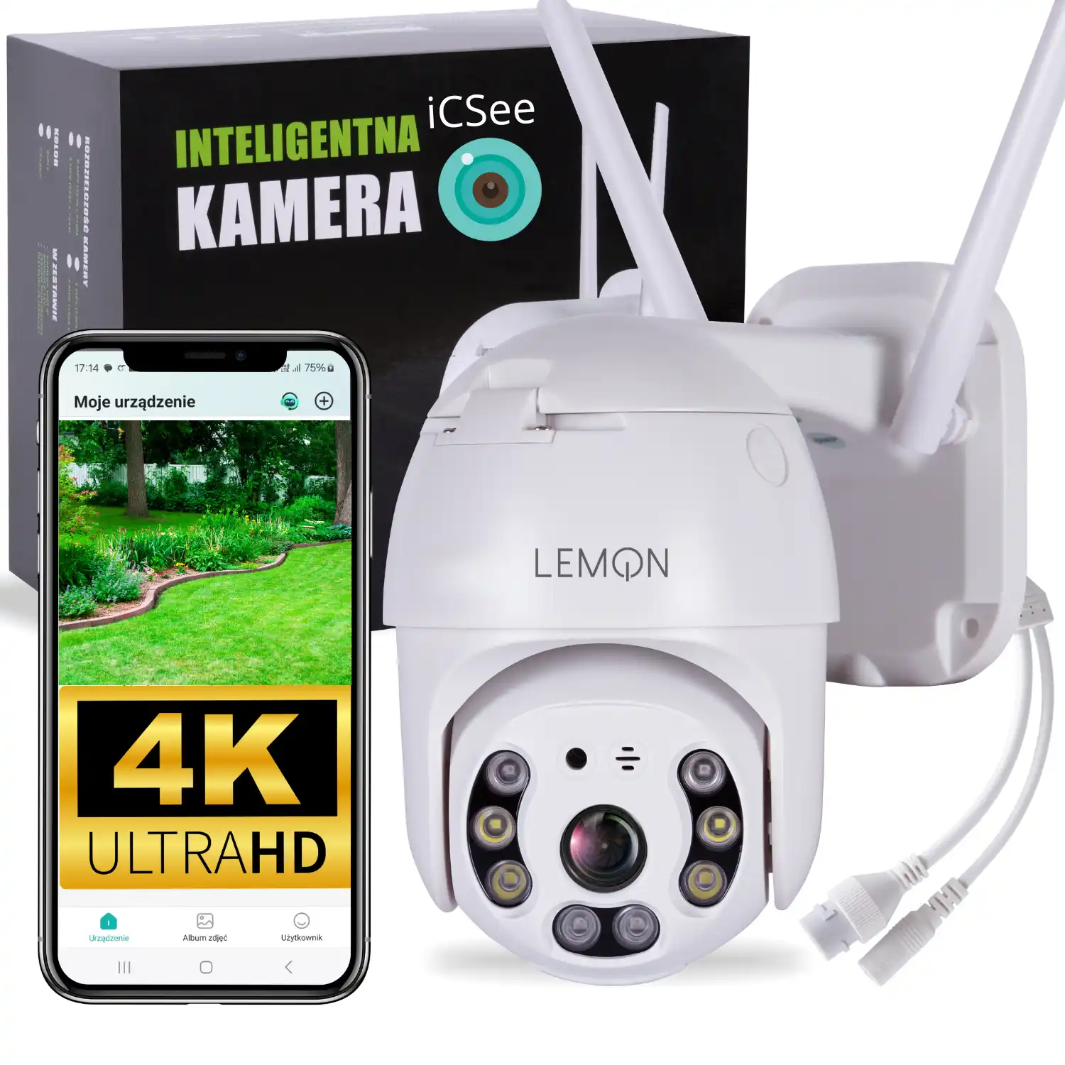 Kamera wifi do monitoringu podwórka 4K  czujnik ruchu kolorowy tryb nocny iCSee LEMON QW80.webp