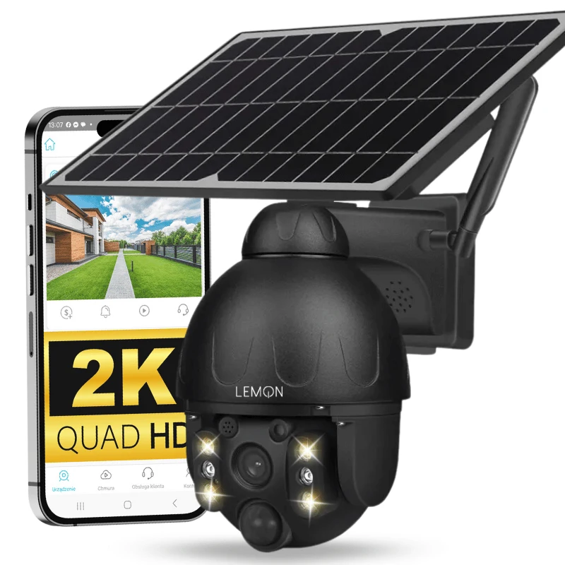 Kamera solarna metalowa 2K do monitoringu podwórka obrotowa metalowa obudowa  Lemon Astra.webp