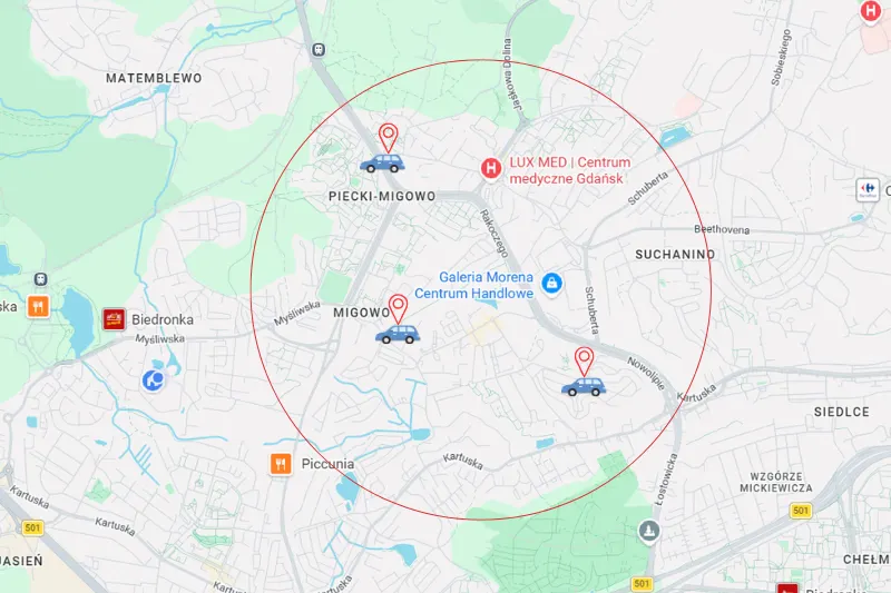 Lokalizacja pojazdu w kamerze samochodowej 4G